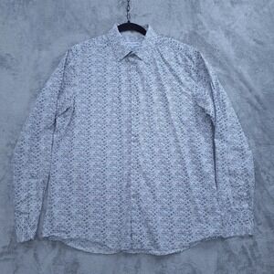 John Lennon Scalloped Floral Button Up Shirt Men's L Indie Peace 70s 80s Hippie